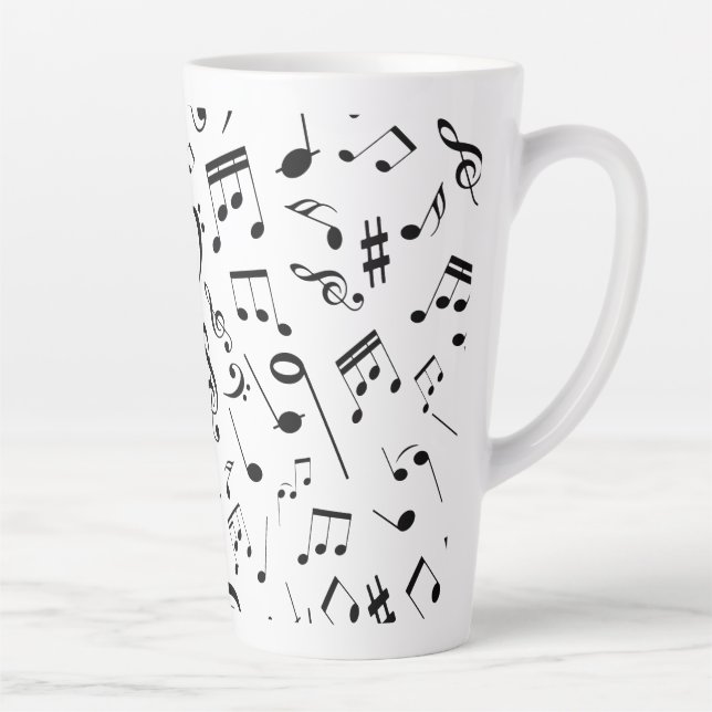 Caneca De Café Latte Notas Musicais 3 (Direita)