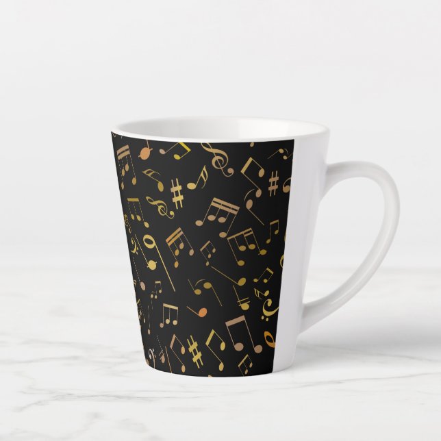 Caneca De Café Latte Notas Musicais 6 (Direita)