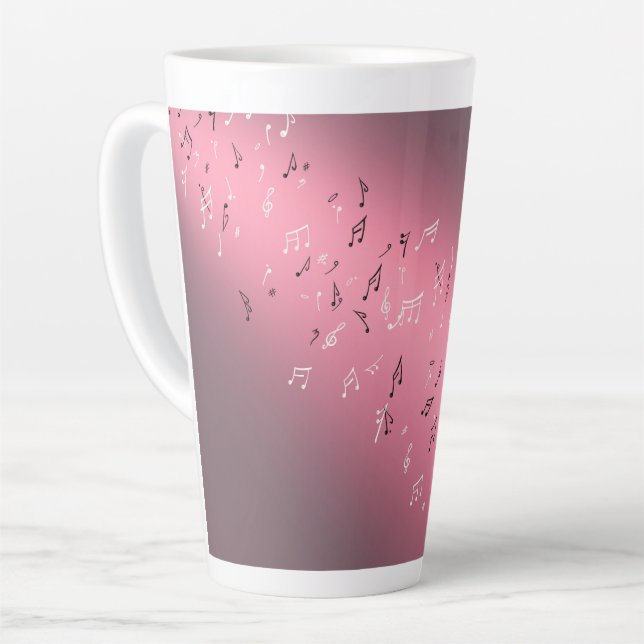 Caneca De Café Latte Notas Musicais à Lua (Ângulo esquerdo)