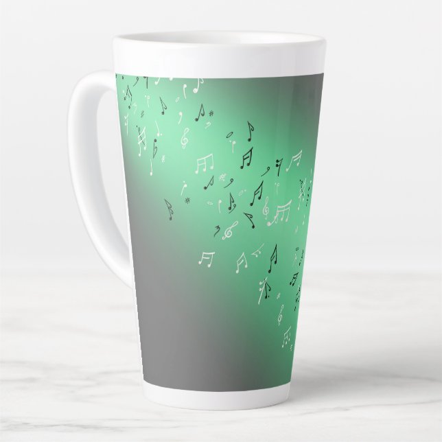 Caneca De Café Latte Notas Musicais à Lua (Ângulo esquerdo)