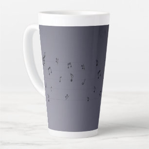 Caneca De Café Latte Notas Musicais de Ombre Escuro