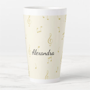 Caneca De Café Latte Notas Musicais de Ouro Branco  
