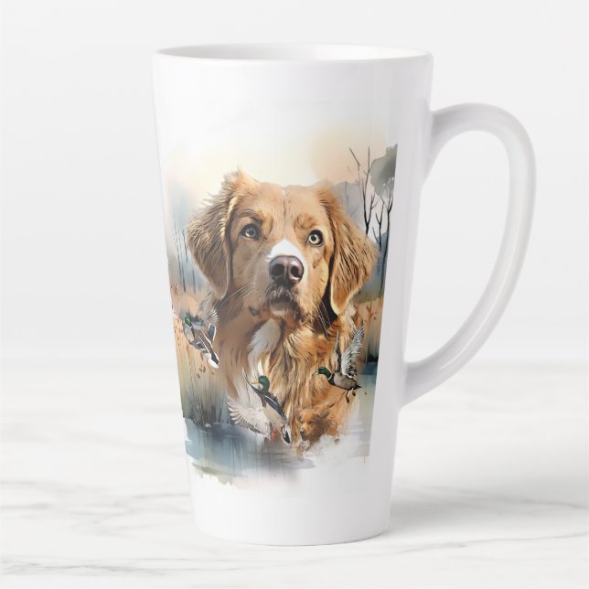 Caneca De Café Latte Nova Escócia Duck Tolling Retriever, Arte (Direita)