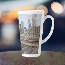 Caneca De Café Latte Nova Iorque Lower Manhattan Skyline