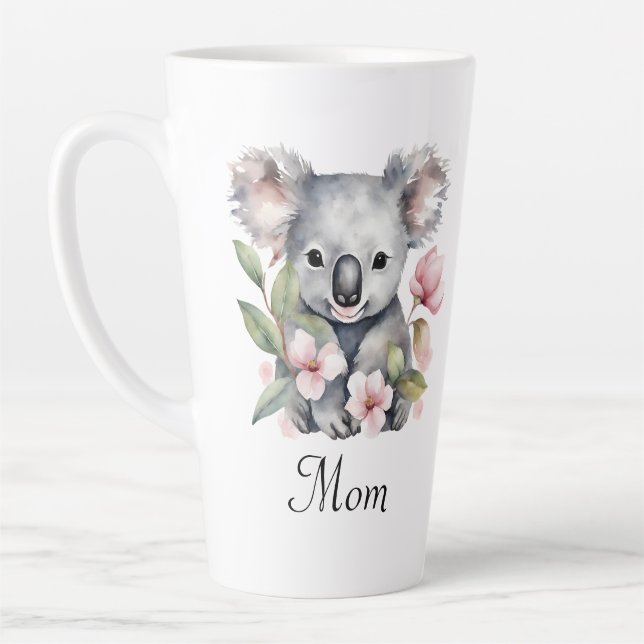 Caneca De Café Latte Nova mãe Koala Bear Floral (Esquerda)