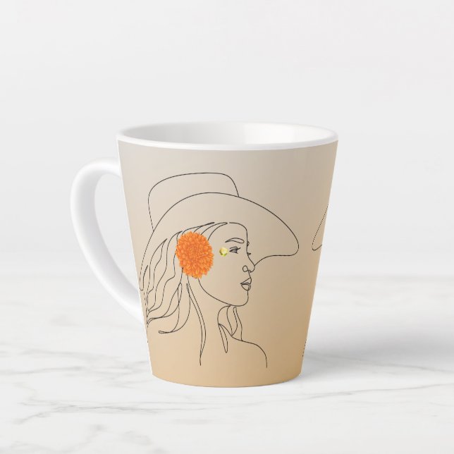 Caneca De Café Latte Novembro de Birthstone e Flor - Lindas Linhas (Ângulo esquerdo)