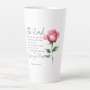 Caneca De Café Latte Números 6:24-26 O Senhor Abençoa-te a Rosa
