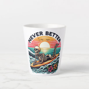 Caneca De Café Latte Nunca Melhor - Skelset surf Sunset Wave Design