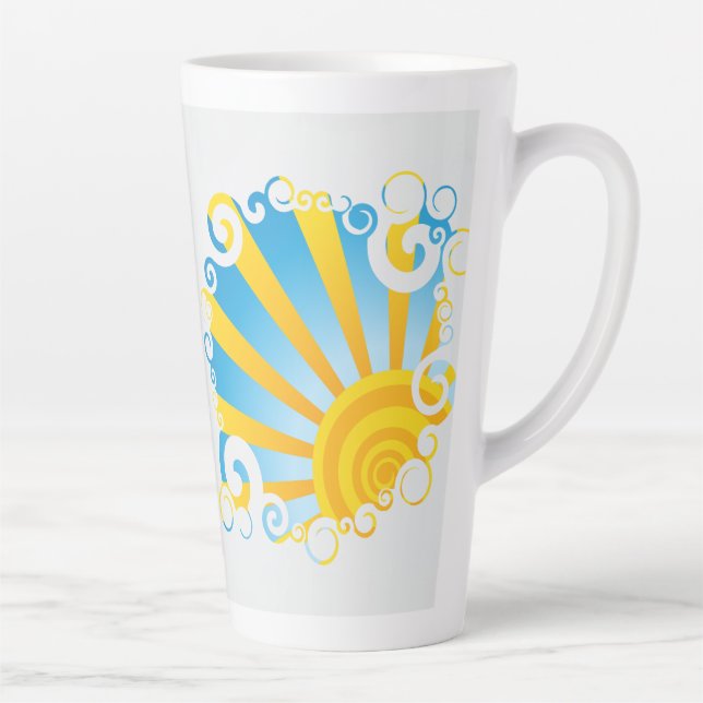 Caneca De Café Latte Nuvens Giratórias Sobre Explosão de Sol (Direita)