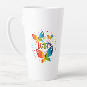 Caneca De Café Latte O amor do orgulho da borboleta é o amor a consciên