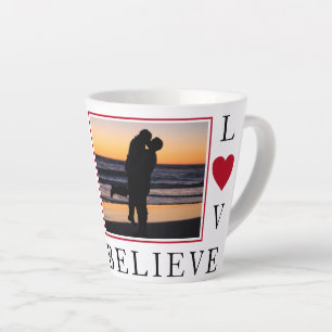 Caneca De Café Latte O AMOR NUNCA FALHA NA Foto Personalizada