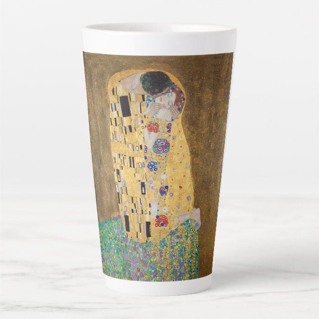 Caneca De Café Latte O Beijo de Gustav Klimt (Frente)