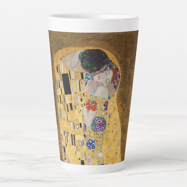 Caneca De Café Latte O Beijo de Gustav Klimt (Frente)