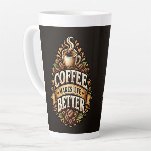 Caneca De Café Latte O Café Torna a Vida Melhor – Fã de Café Vintage