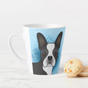 Caneca De Café Latte O Cão De Cartografia De Boston, De Preto E Branco,