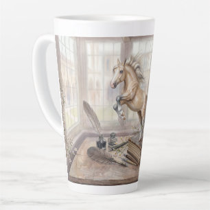 Caneca De Café Latte O Cavalo Estudioso Saltando de um Livro