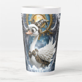 Caneca De Café Latte O Cisne Curioso de Relógio.