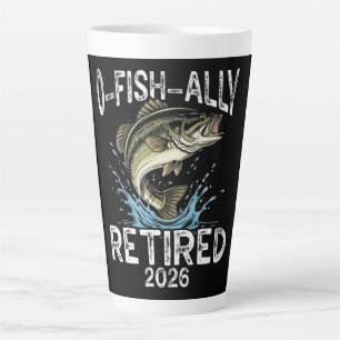 Caneca De Café Latte O-Fish-Ally Aposentado 2026 Humor Engraçado