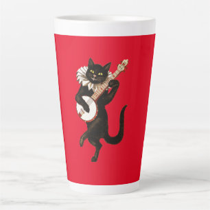Caneca De Café Latte O Gato Musical em Vermelho