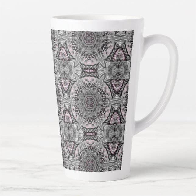 Caneca De Café Latte O Jardim Fractal Prateado (Direita)