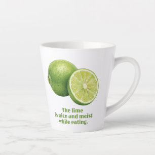 Caneca De Café Latte O limão, fruta verde fresca e suculenta