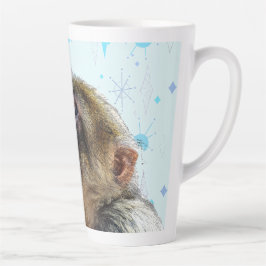 Caneca De Café Latte O Macaco Vê O Papel De Carteira Moderno Do Meio sé