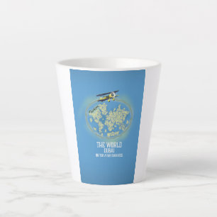 Caneca De Café Latte O Mundo Dubai Emirados Árabes Unidos mapa