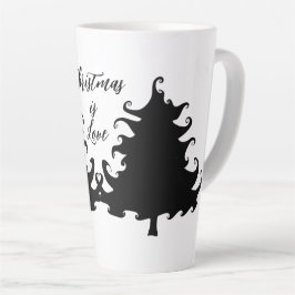 Caneca De Café Latte O Natal é Amor Árvore Preta Frase