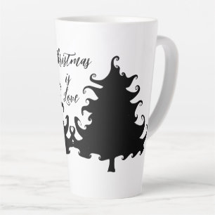 Caneca De Café Latte O Natal é Amor Árvore Preta Frase