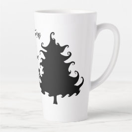Caneca De Café Latte O Natal é Amor Árvore Preta Frase