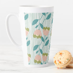 Caneca De Café Latte O padrão de Pastel para ela e a natureza amam o az