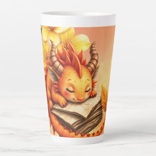Caneca De Café Latte O Pequeno Dragão Místico.  (Frente)