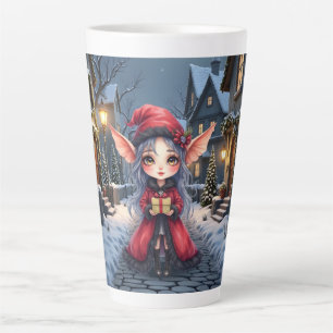 Caneca De Café Latte O Pequeno Mensageiro de Natal.