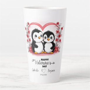 Caneca De Café Latte O Pinguim da Boca-branca abre Namorados