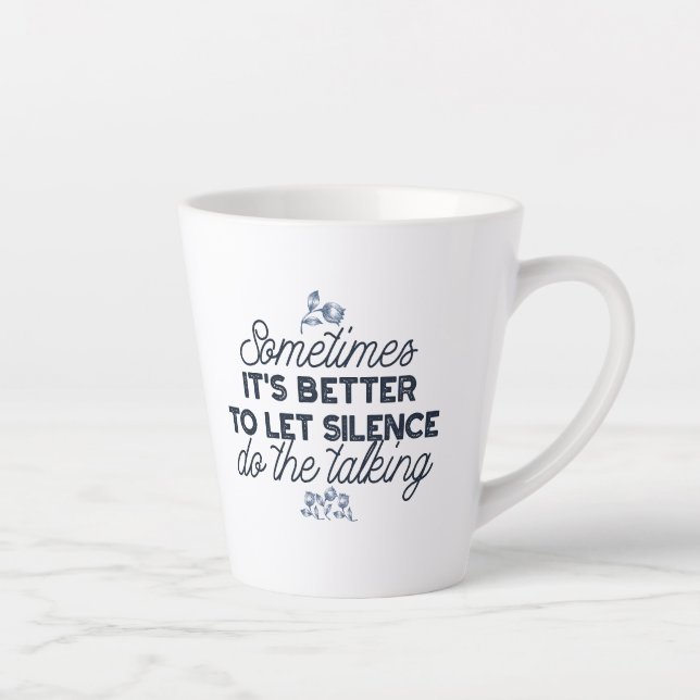 Caneca De Café Latte O poder do silêncio - citação inspiracional (Direita)
