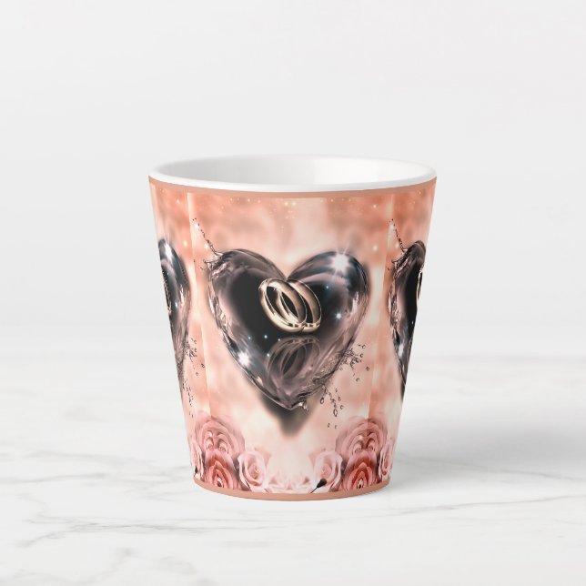 Caneca De Café Latte O Que Deus Uniu (Rosa Rosa) (Frente)