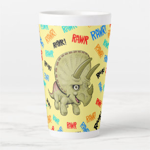 Caneca De Café Latte O Tricerátopo diz "Rawr!"
