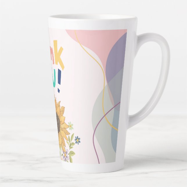 Caneca De Café Latte Obrigado com girassol (Direita)