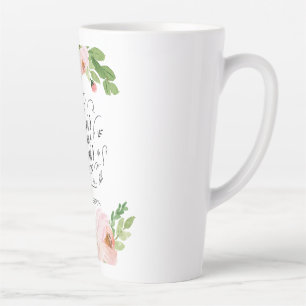 Caneca De Café Latte Obrigado floral cor-de-rosa, presente para o profe