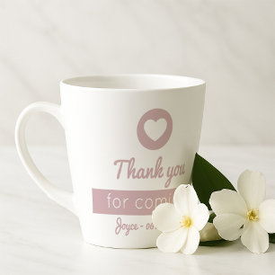 Caneca De Café Latte Obrigado por Virar Coração Rosa Suave Favor de Cas