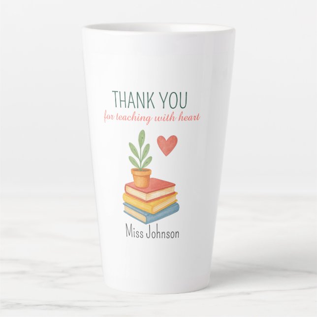 Caneca De Café Latte Obrigado Professora - Presente De Apreciação Coraj (Frente)