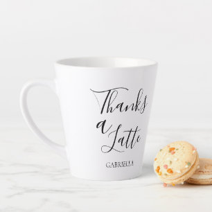 Caneca De Café Latte Obrigados Modernos Minimalistas Um Branco Preto La
