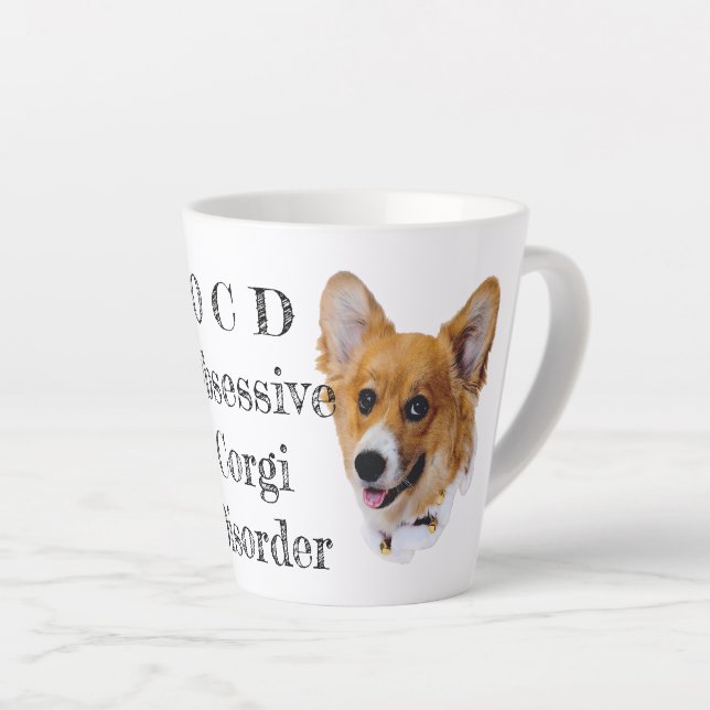 Caneca De Café Latte OCD: Perturbação Obsessiva do Corgi Latino (Ângulo direito)
