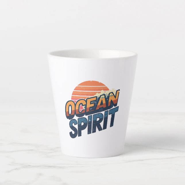 Caneca De Café Latte "Ocean Spirit" Retro Summer Graphic (Frente)