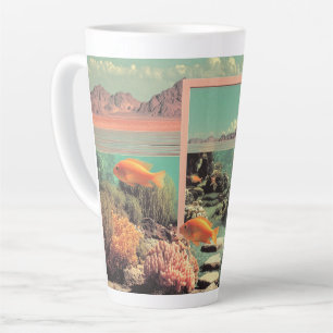 Caneca De Café Latte Oceano Desértico Surreal com Porta
