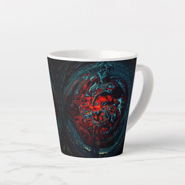 Caneca De Café Latte Oceano Inferno - Brilho Vermelho (Ângulo direito)