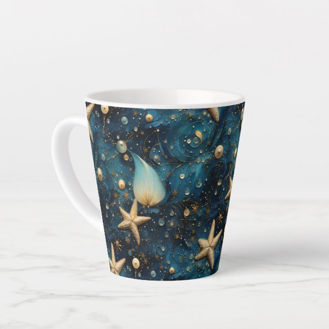 Caneca De Café Latte Oceano Starfish Pattern Latte Mug (Ângulo esquerdo)