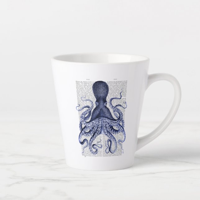 Caneca De Café Latte Octopus azul (Direita)