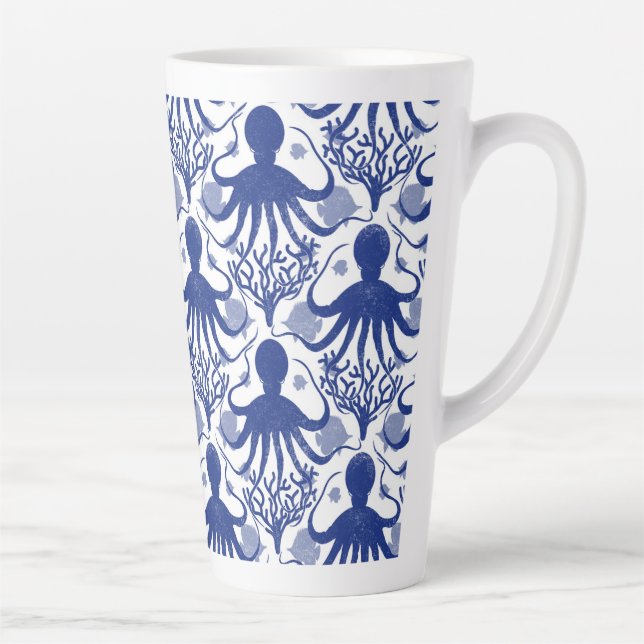Caneca De Café Latte Octopus (fundo leve) (Direita)