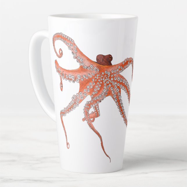 Caneca De Café Latte Octopus Hugs Mug (Ângulo esquerdo)